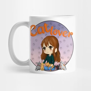 Cat Lover - Chibi anime girl - Cats Mug